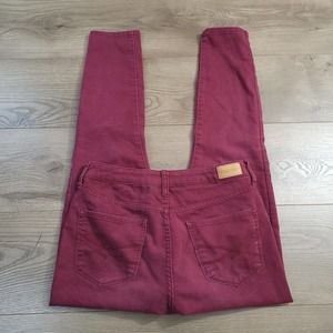 Aeropostale Jeans Womens 4 Red High Waisted Jegging Straight Leg Skinny Stretch